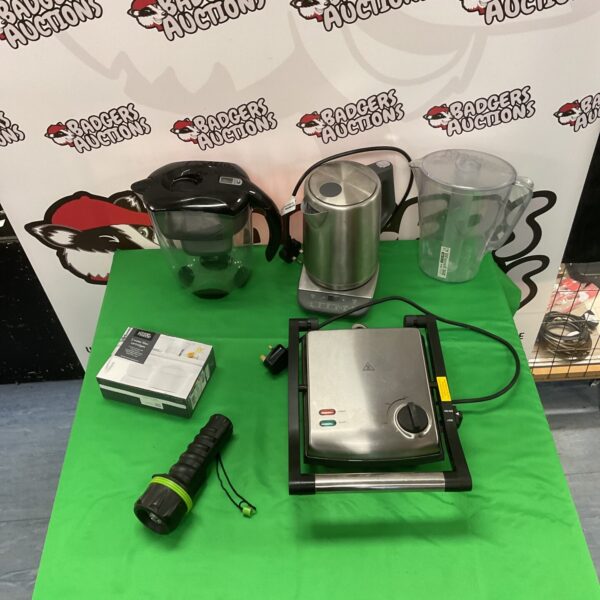 Kitchen bundle featuring Brita filter, grill, and Ninja kettle.
