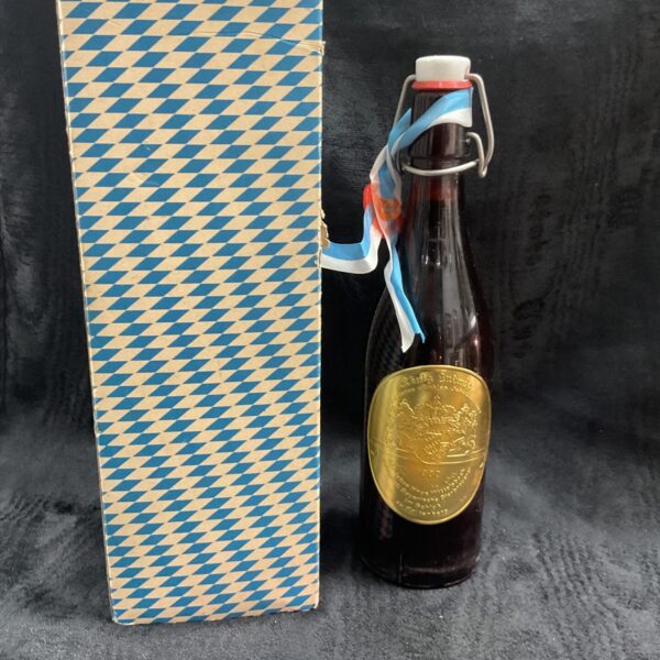Konig Ludwig beer bottle with presentation box, 1980 anniversary edition.