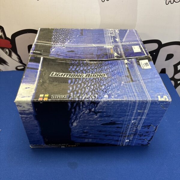 Lighting Audio SPL 12 subwoofer box in blue and black.