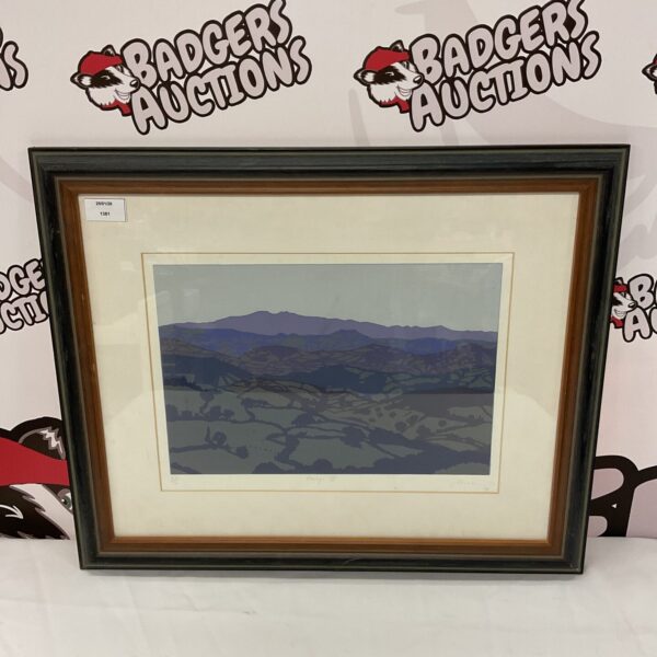 Signed limited edition aquatint landscape print of Welsh scenery.