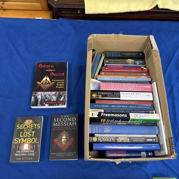 Antique collection of Masonic books and literature.
