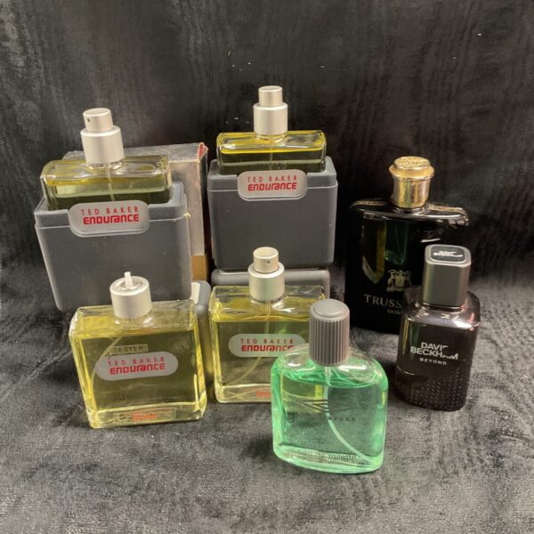 Men's fragrance lot including Ted Baker, Umbro, and David Beckham sprays.