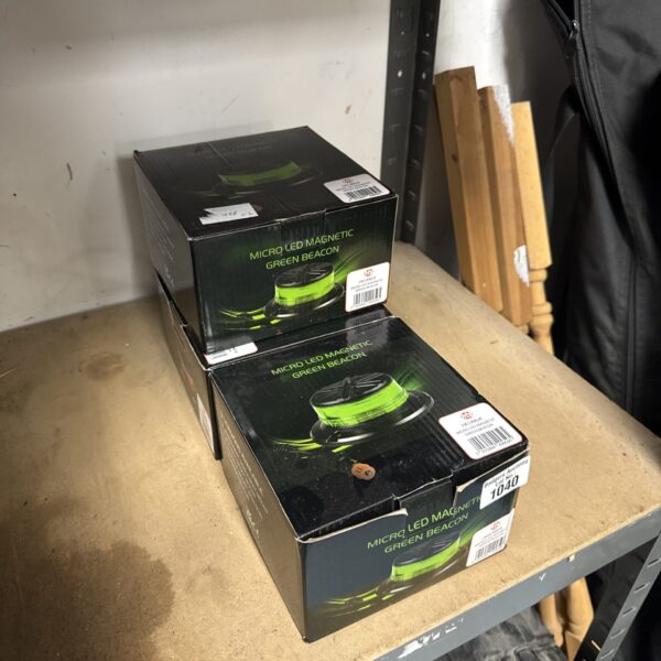 New green micro LED magnetic beacon light in packaging.