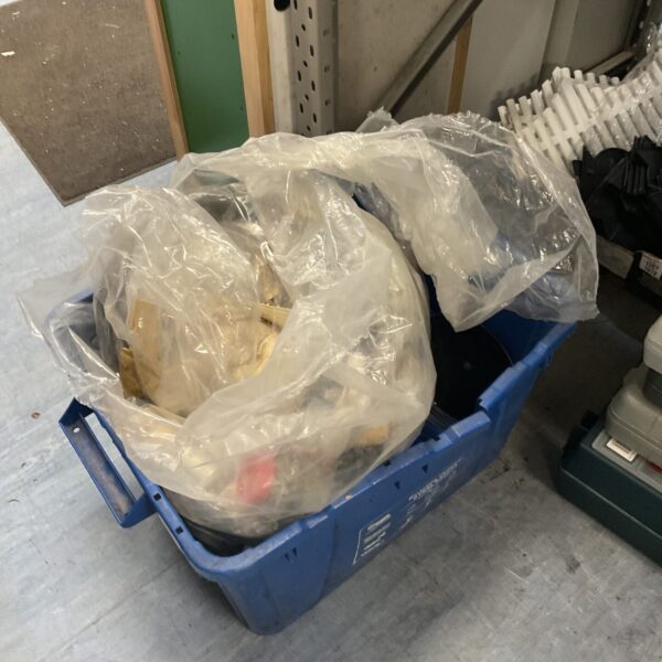 Large lot of vintage military electrical components in a box.