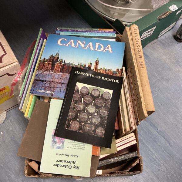 Mixed book lot featuring Harvey’s of Bristol paperback.