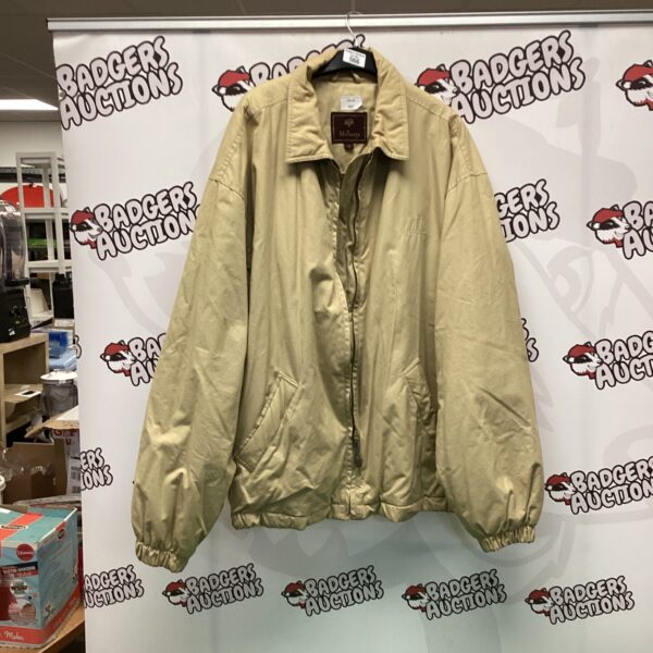 Front view of a Mulberry XL jacket, pre-owned outdoor wear.