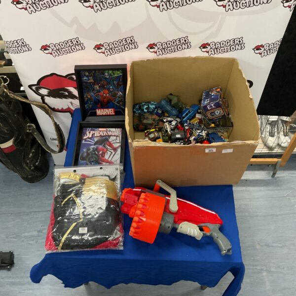 Nerf Megalodon gun with mixed toy lot including diecast models.