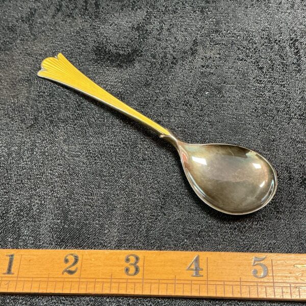 Vintage sterling silver enamel teaspoon from Norway.