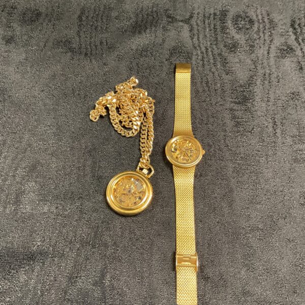 Vintage Park Lane and Rotary skeleton watches on display.