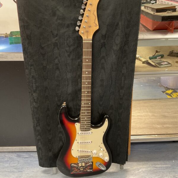 Vintage sunburst electric guitar, Pitch Master brand.