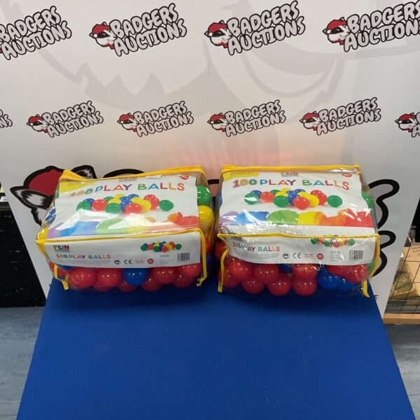 Lot of colourful plastic play balls for children's play.