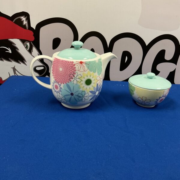 Vintage Portmeirion Crazy Daisy tea pot with colourful floral design.