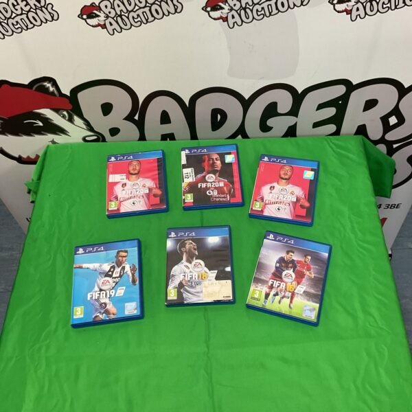 PS4 FIFA games lot including FIFA 16, 18, 19, and 20 for sale.