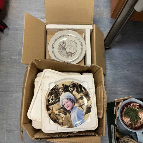 Vintage Queen Mother commemorative porcelain plate for collectors.