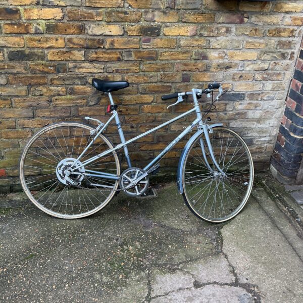 Vintage Raleigh Nova bike in grey, a classic commuter bicycle.