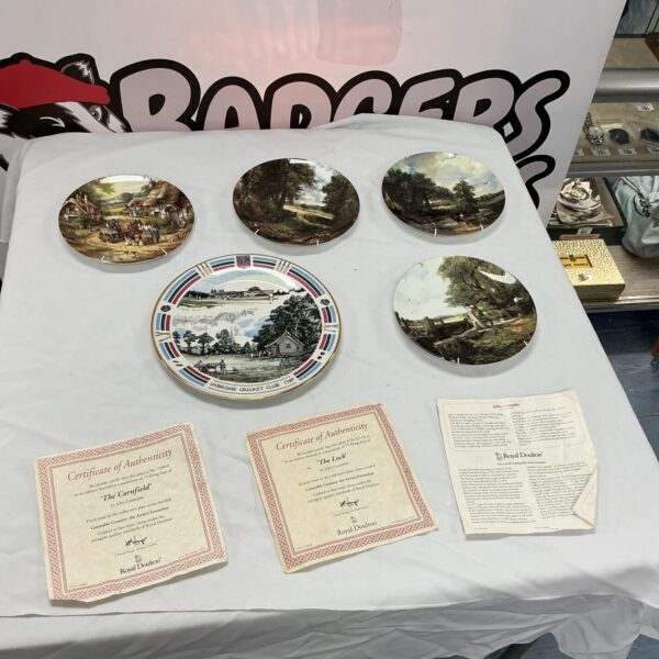 Royal Doulton character wall plates collection, vintage porcelain.