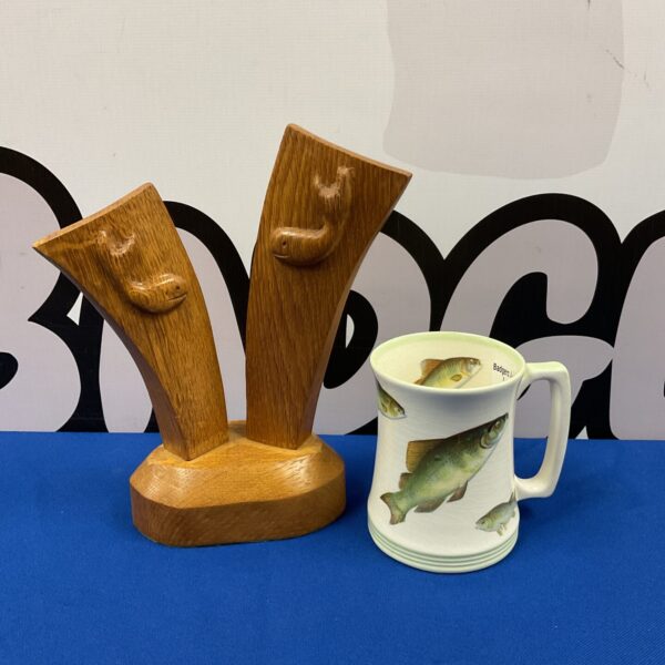 Vintage Royal Winton fisherman mug with hand carved sculpture.