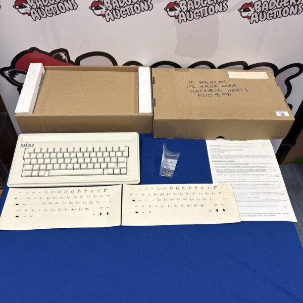 Boxed Saga 1 Emperor custom mod case for vintage keyboard enthusiasts.