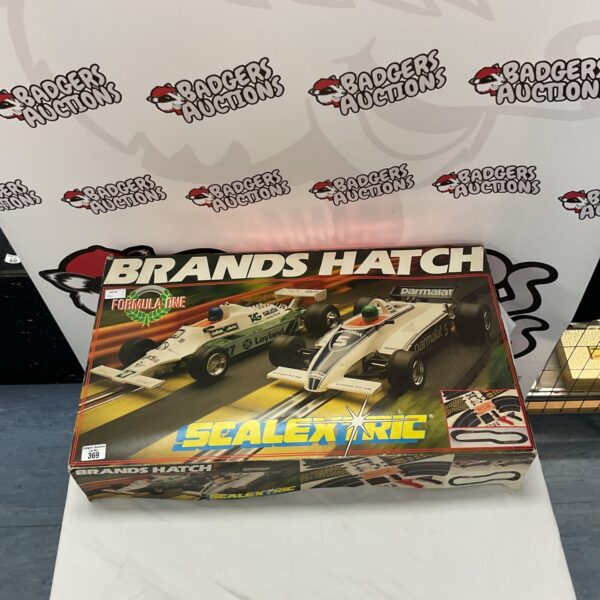 Vintage Scalextric Brands Hatch Formula One racing car.