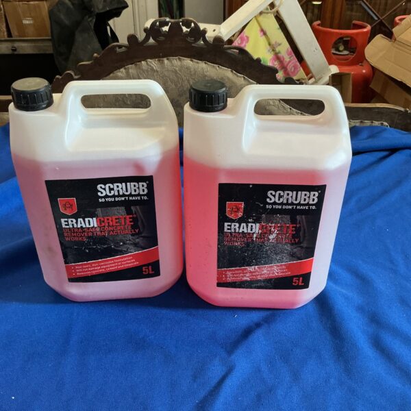 10-litre container of Scrubb Eradicrete concrete and driveway cleaning solution.