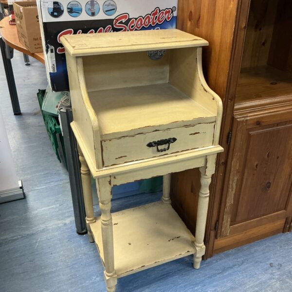 Shabby chic hallway telephone table with drawer and shelf.