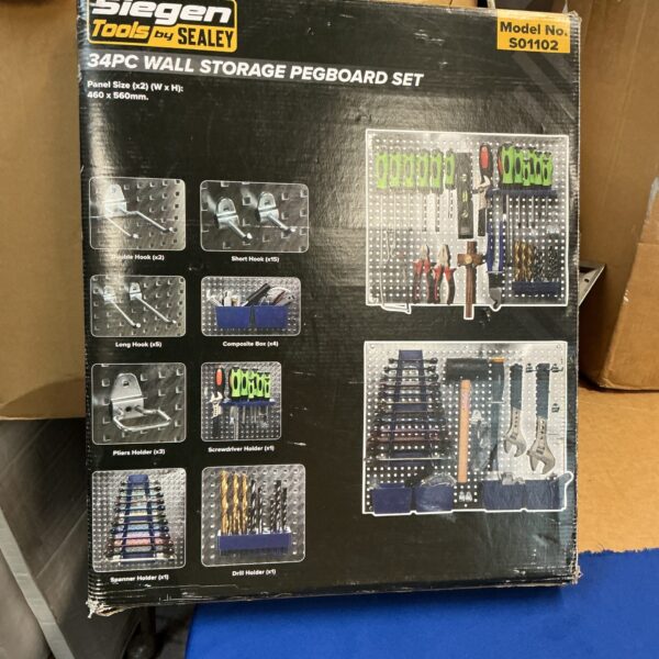 Siegen Tools Pegboard Set S01102 for workshop tool storage.