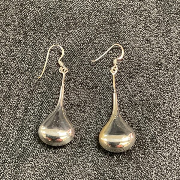 Large silver teardrop earrings, elegant 925 sterling silver jewellery.