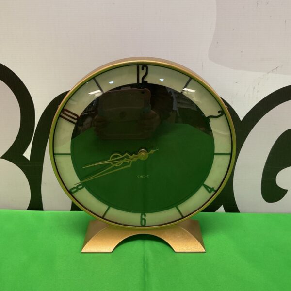 Vintage Smith Art Deco mantle clock with brass case.