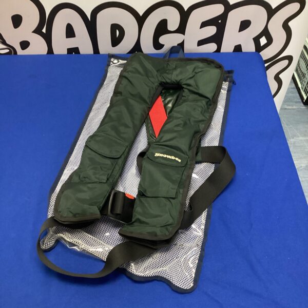 Front view of a Snowbee life jacket for water sports.