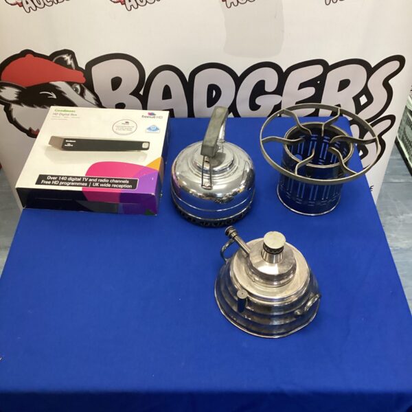 Vintage spirit kettle and Goodmans Freeview box bundle for collectors.