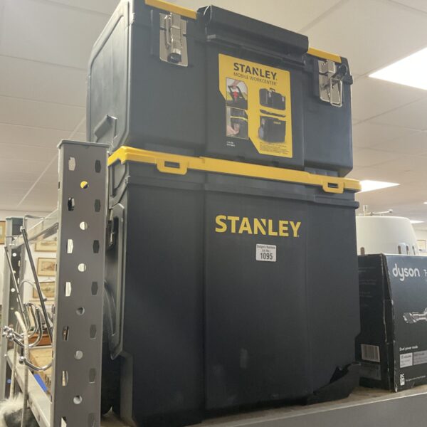 Black Stanley Mobile Work Center bottom section with wheels.