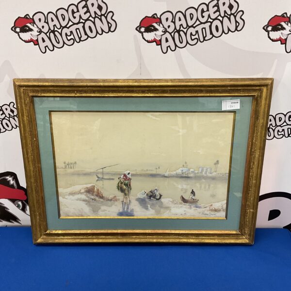 Signed Stephen Blundell watercolour painting of an Arabic scene on the Nile.