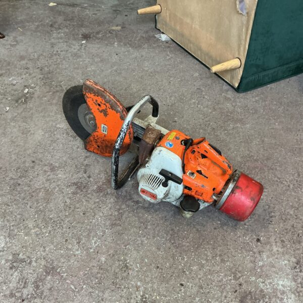 Used Stihl angle grinder, petrol powered, showing wear and tear.