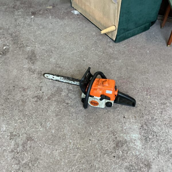 Used Stihl MS 180C petrol chainsaw for garden and DIY tasks.
