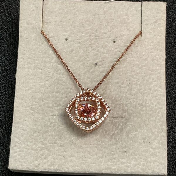 Swarovski shimmerstone pendant necklace with rose-gold tone and crystal halo.