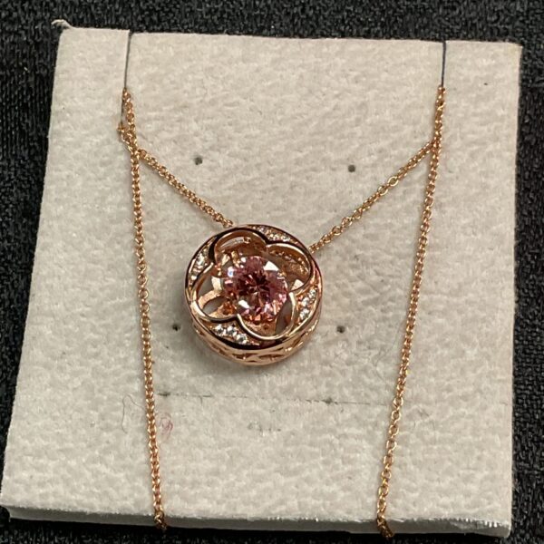 Rose gold Swarovski Shimmerstone pendant necklace on a delicate chain.