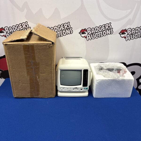 Vintage TM Electronics 5” portable television with AM FM radio.