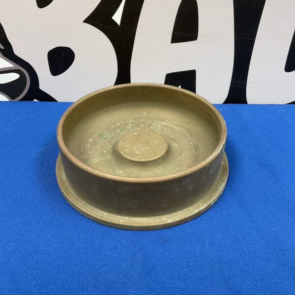 Vintage brass trench art ashtray made from a shell casing.