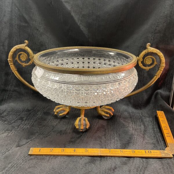 Ornate Victorian cut glass centrepiece with gilt bronze mounts.