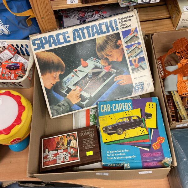 Vintage board games lot including Space Attack and Car-Capers.
