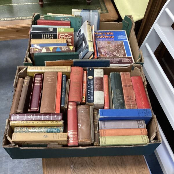 Vintage book lot with mixed antique and classic literature.