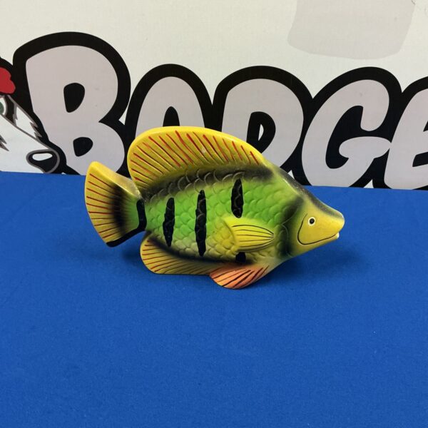 Vibrant vintage ceramic ornamental fish sculpture for home decor.