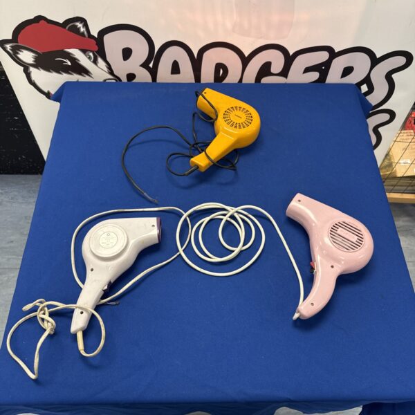 Vintage lot of three hairdryers including Krups, Pifco and Boots.