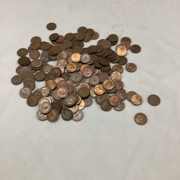 Vintage British half pennies collection for coin collectors.