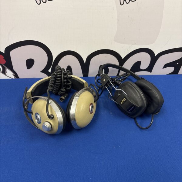 Vintage Koss Pro/4AA and Mellow M-191B headphones, retro audio equipment.