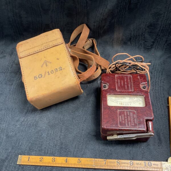Vintage military marked Megger meter in leather case.