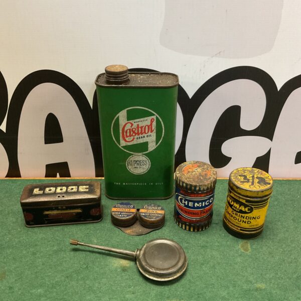 Vintage Castrol oil can and oiler, classic automotive memorabilia.