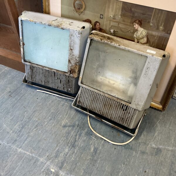 Pair of vintage outdoor spot lamps for restoration project.