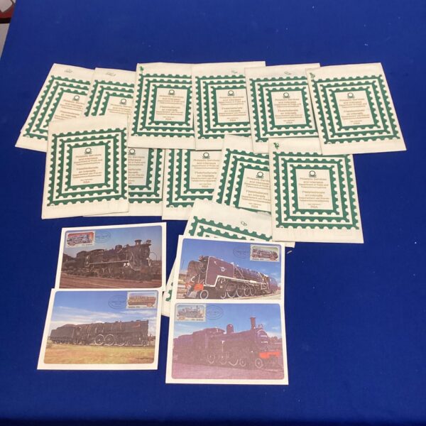 Vintage railway postcard collection by philatelic services and Intersapa.