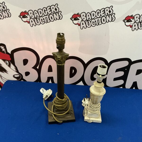 Vintage brass table lamp with cream lampshade.